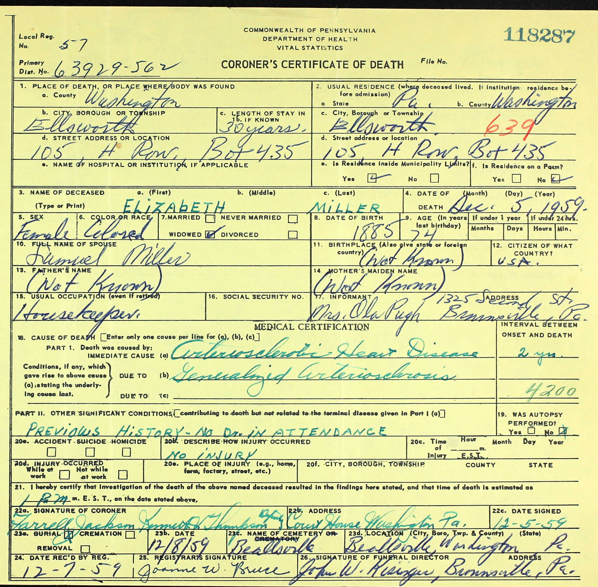 death certificate